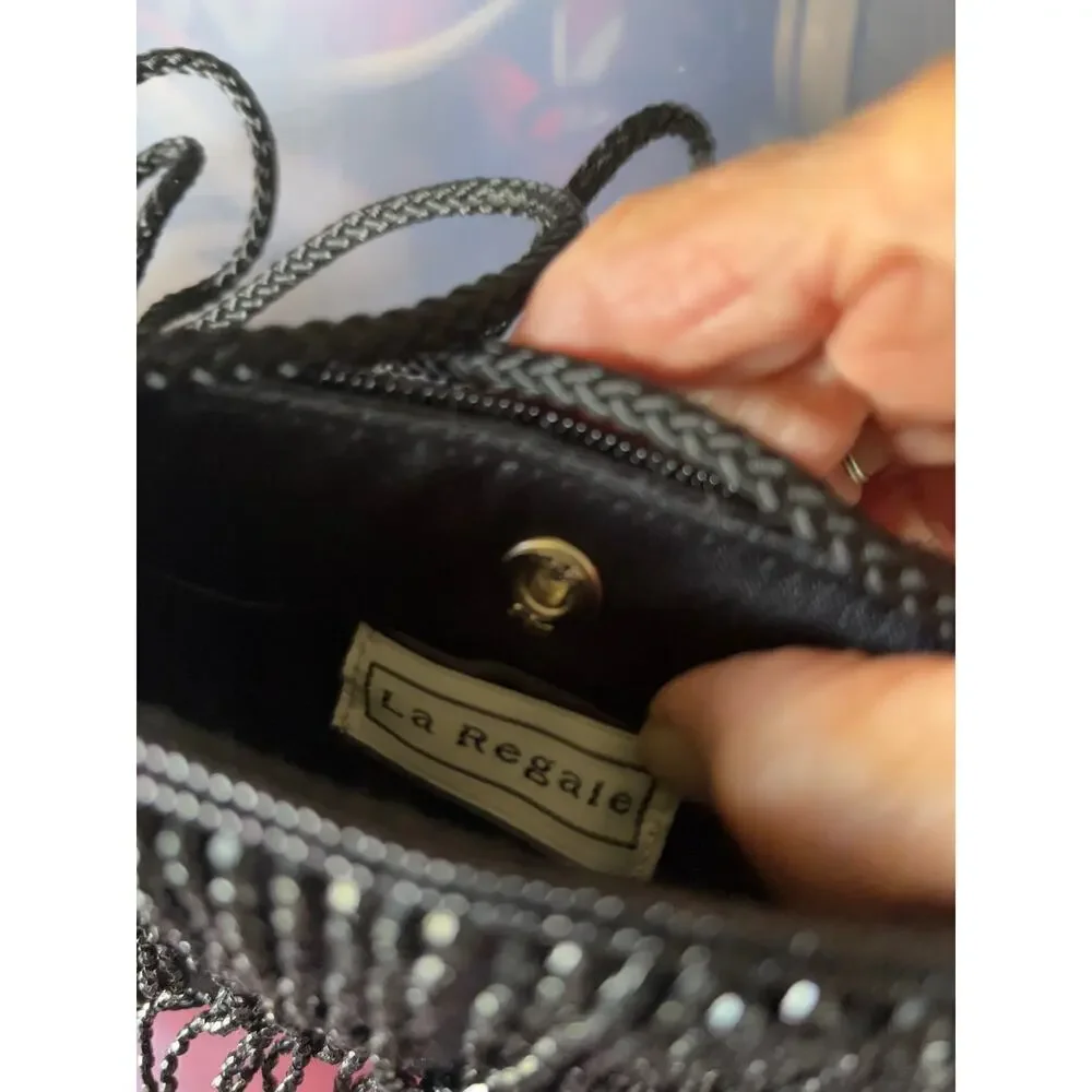 La Regale Small Beaded Purse Crossbody or Handbag‎ Black Formal Prom Dance
